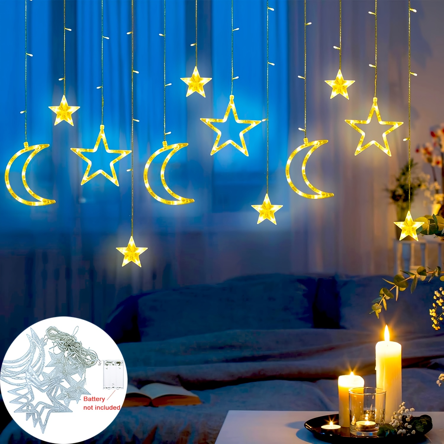 Outdoor Power For Xmas Lights - 3.5 m Yıldız Ay LED Perde