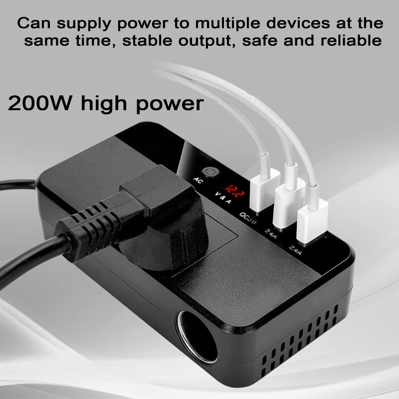 Outdoor Power Adapter Usb - 200W Taşınabilir Araç İnvertörü, 3 USB