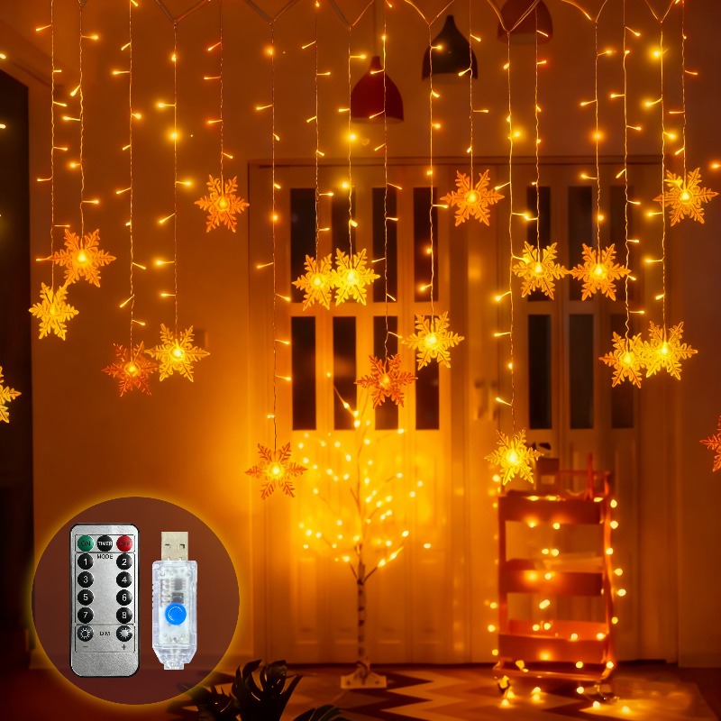 Outdoor Power For Xmas Lights - USB Güçlü Kar Tanesi Perde Işıkları