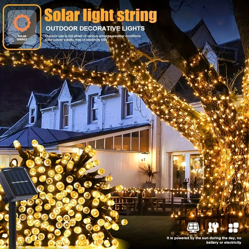 5M-32M LED Güneş Dize Işıkları - Outdoor Power For Xmas Lights incelemesi ve fiyatı