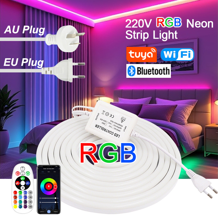 220V RGB LED Neon Şerit, AB AU - Outdoor Power Outlet Wifi incelemesi ve fiyatı