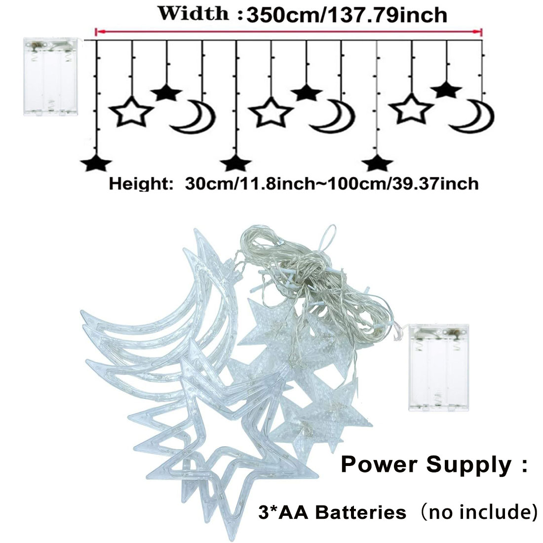3.5 m Yıldız Ay LED Perde Dize - Outdoor Power For Xmas Lights incelemesi ve fiyatı