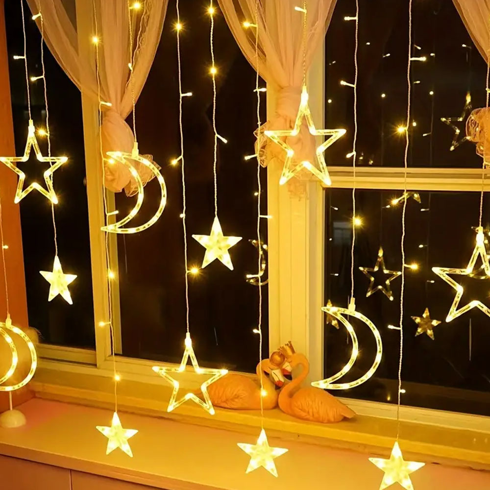 3.5 m Yıldız Ay LED Perde Dize - Outdoor Power For Xmas Lights incelemesi ve fiyatı