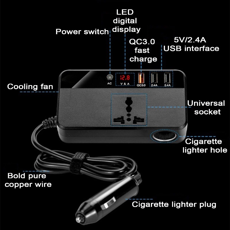 200W Taşınabilir Araç İnvertör - Outdoor Power Adapter Usb incelemesi ve fiyatı